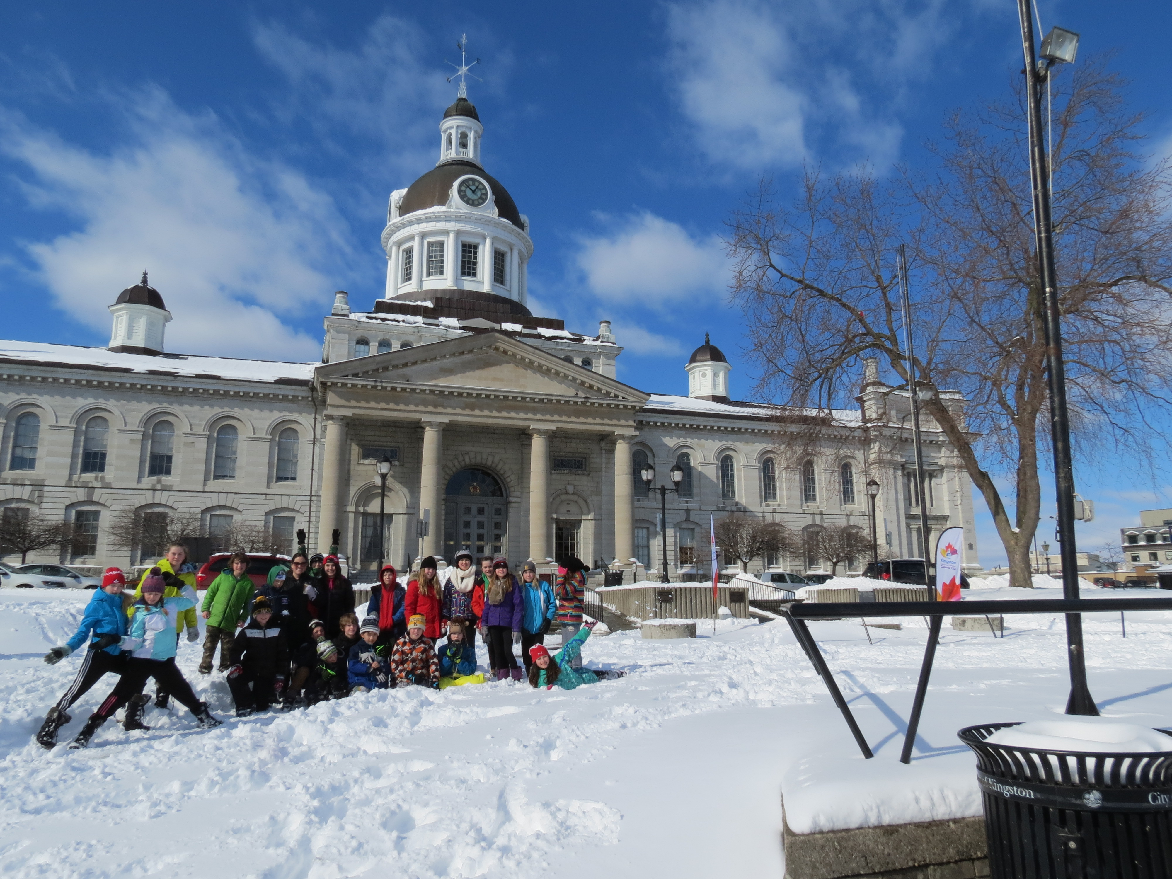 Students in front of Kingston City Hall a National Historic Site